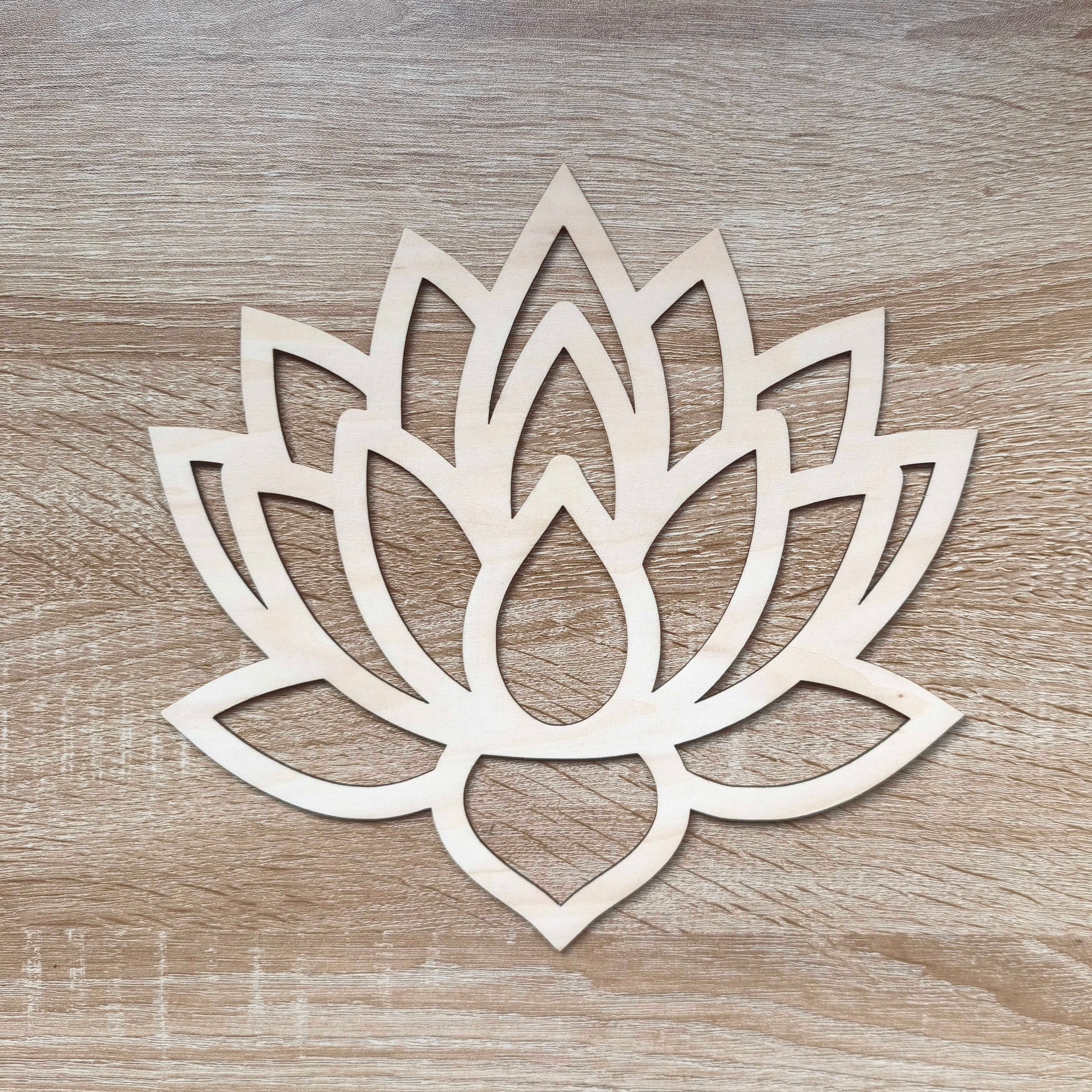Support en bois, fleur de lotus en bois de 25 cm