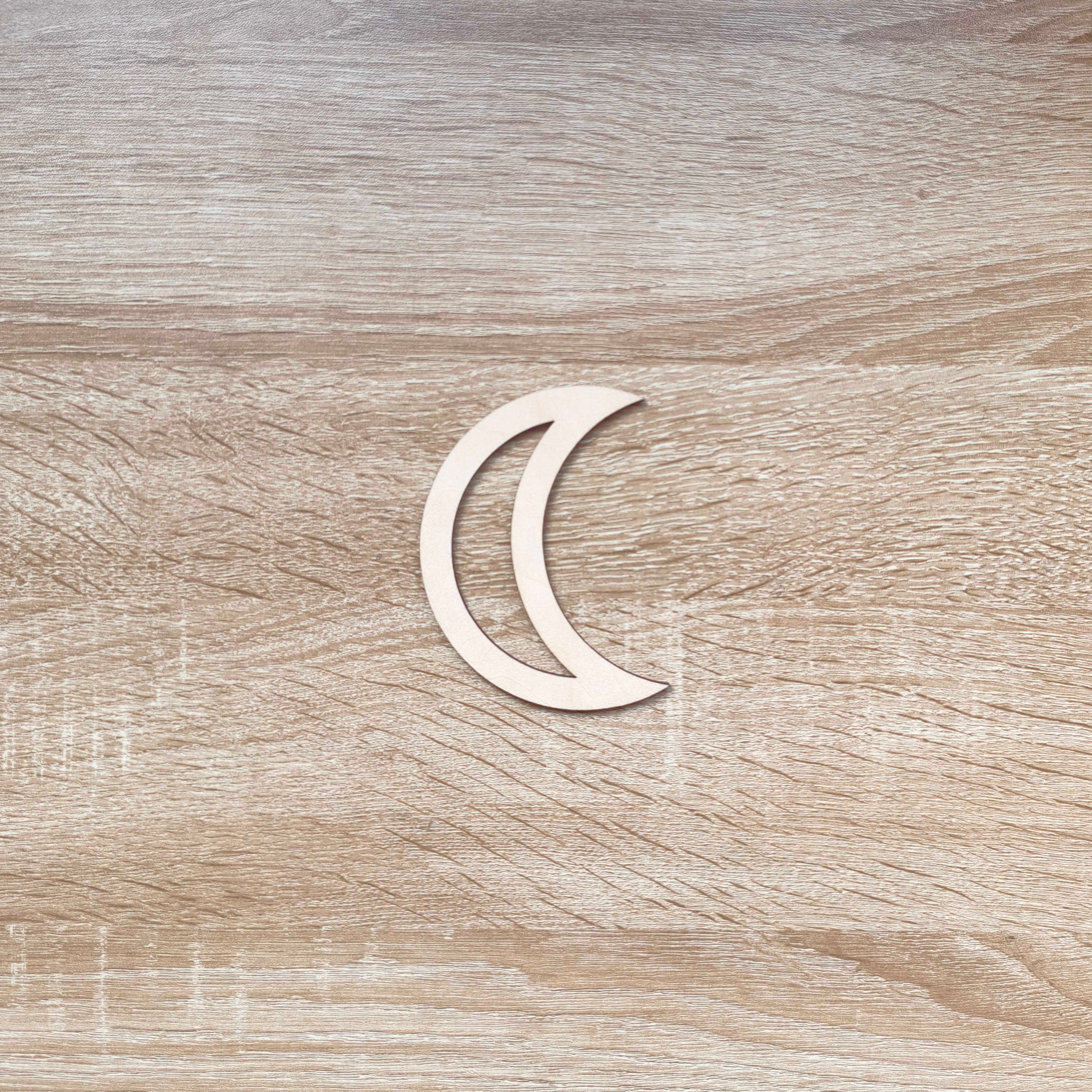 Support en bois, lune en bois 10 cm 