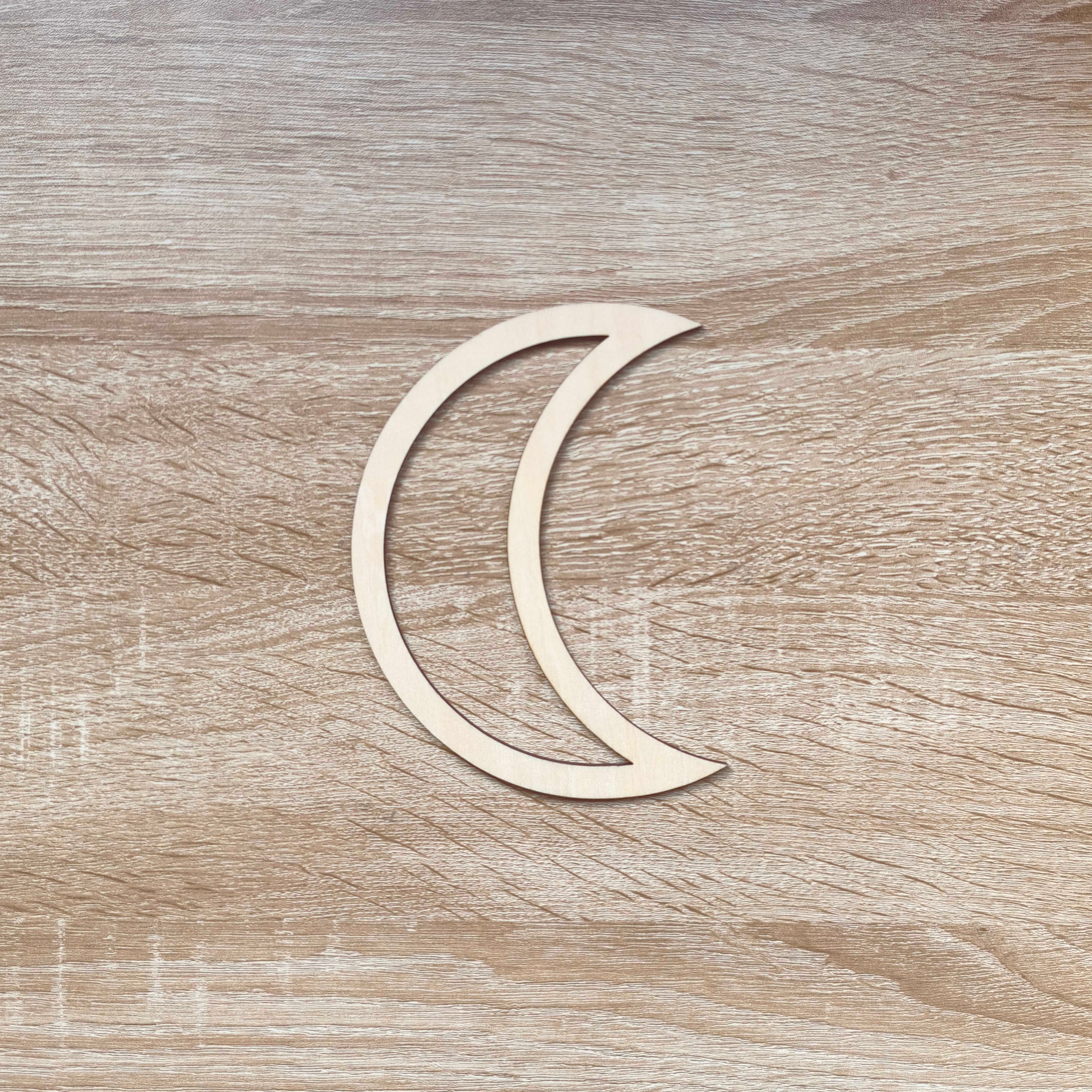 Support en bois, lune en bois 15 cm 