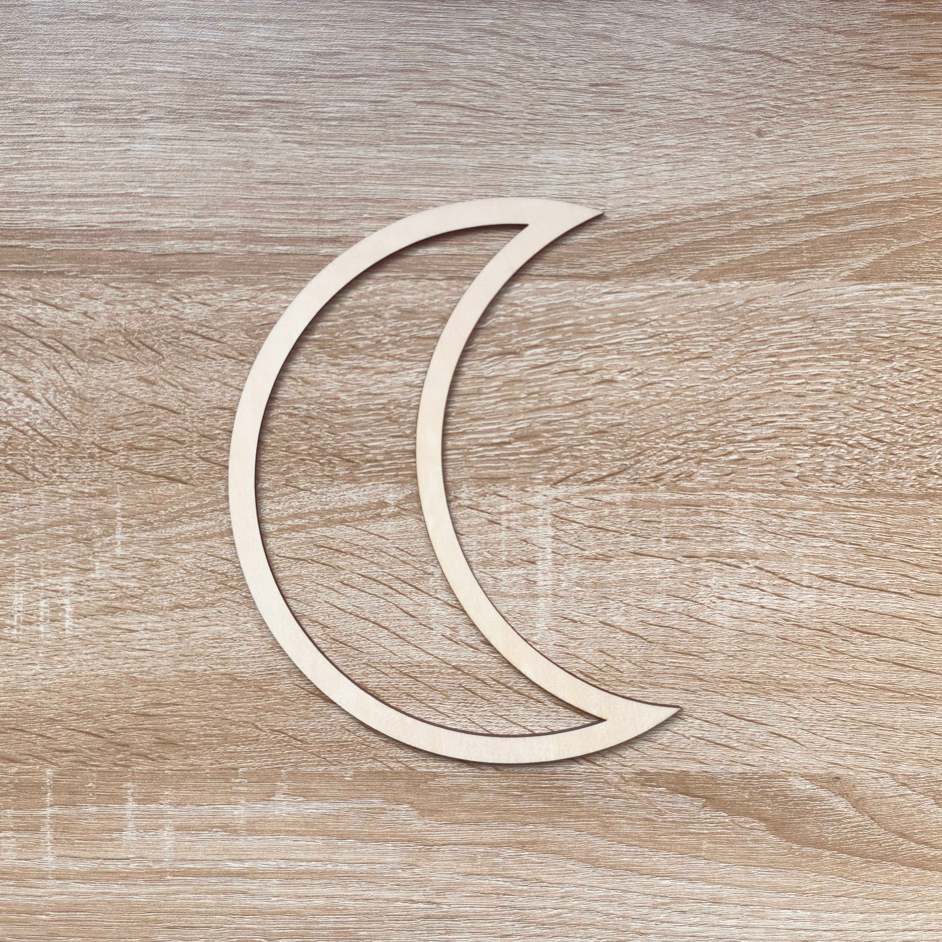 Support en bois, lune en bois 20 cm 