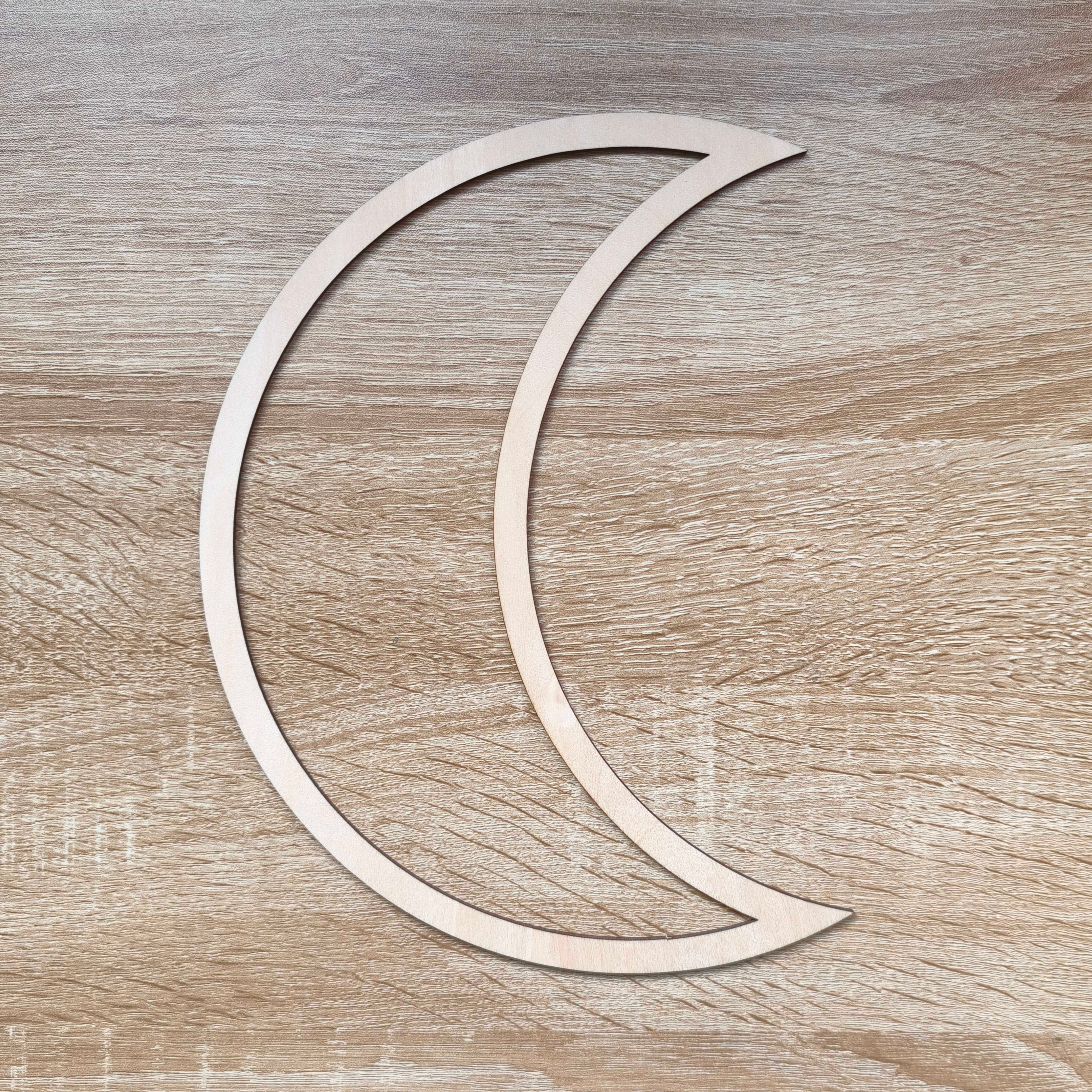 Support en bois, lune en bois 25 cm 