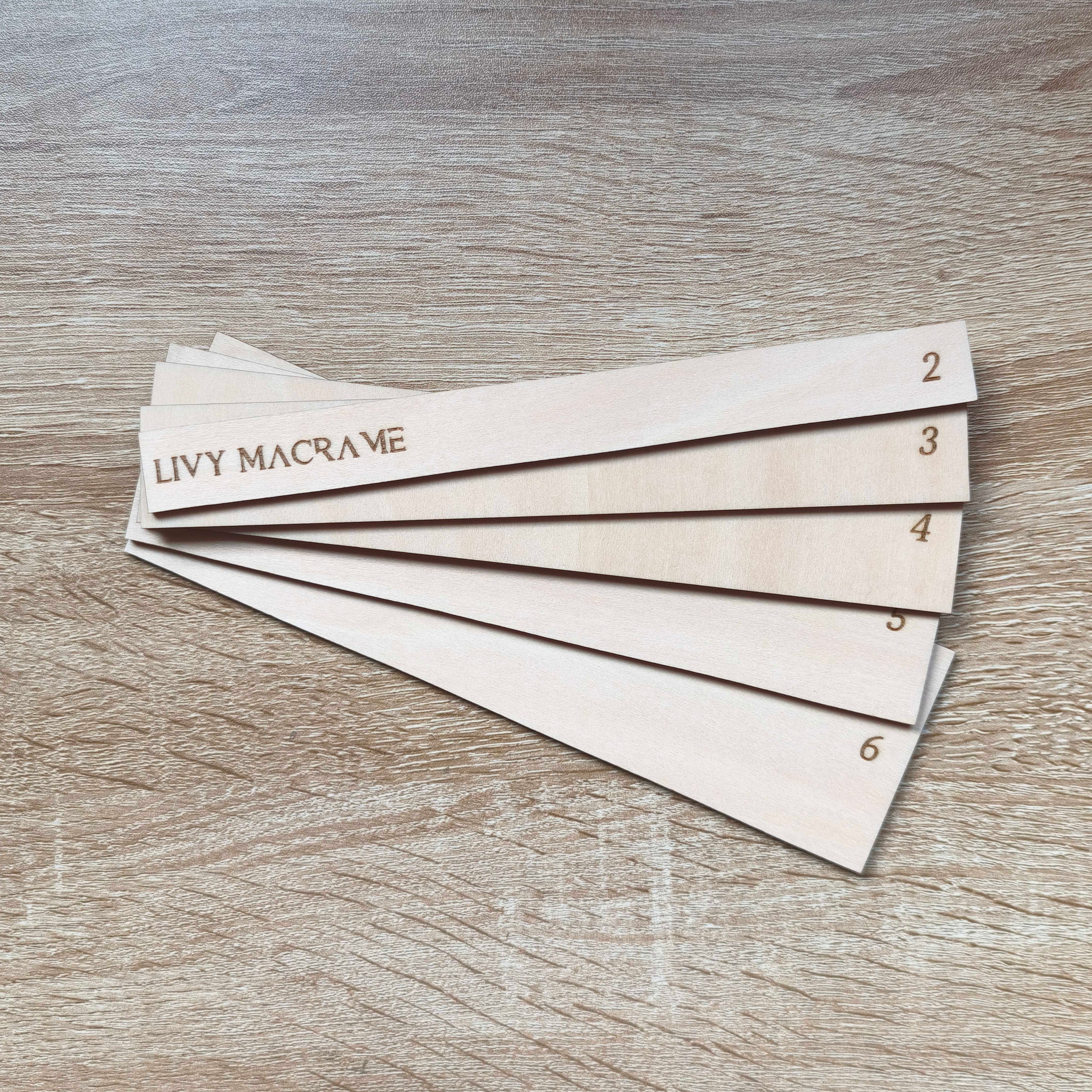 Réglettes pour le macramé longueur 20cm disponible en lot de 5 tailles