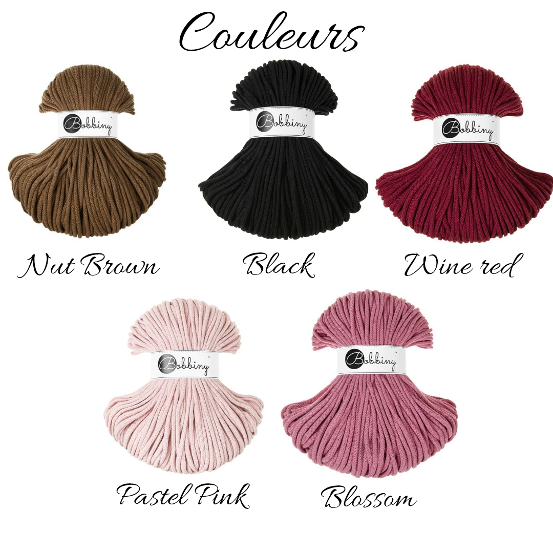 Nut brown, black, wine red, pastel pink, blossom