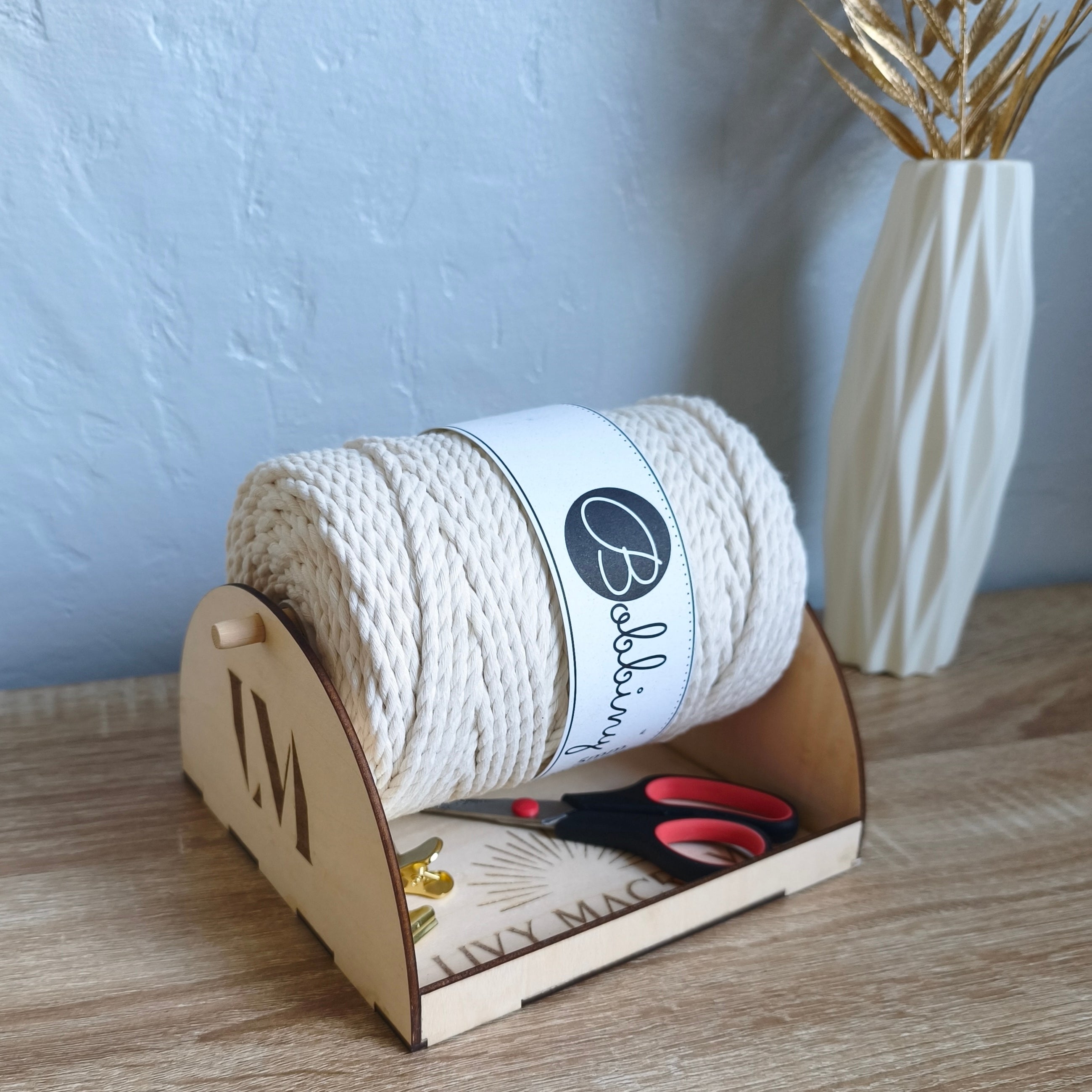 Dérouleur de Bobine en Bois avec Plateau Intégré