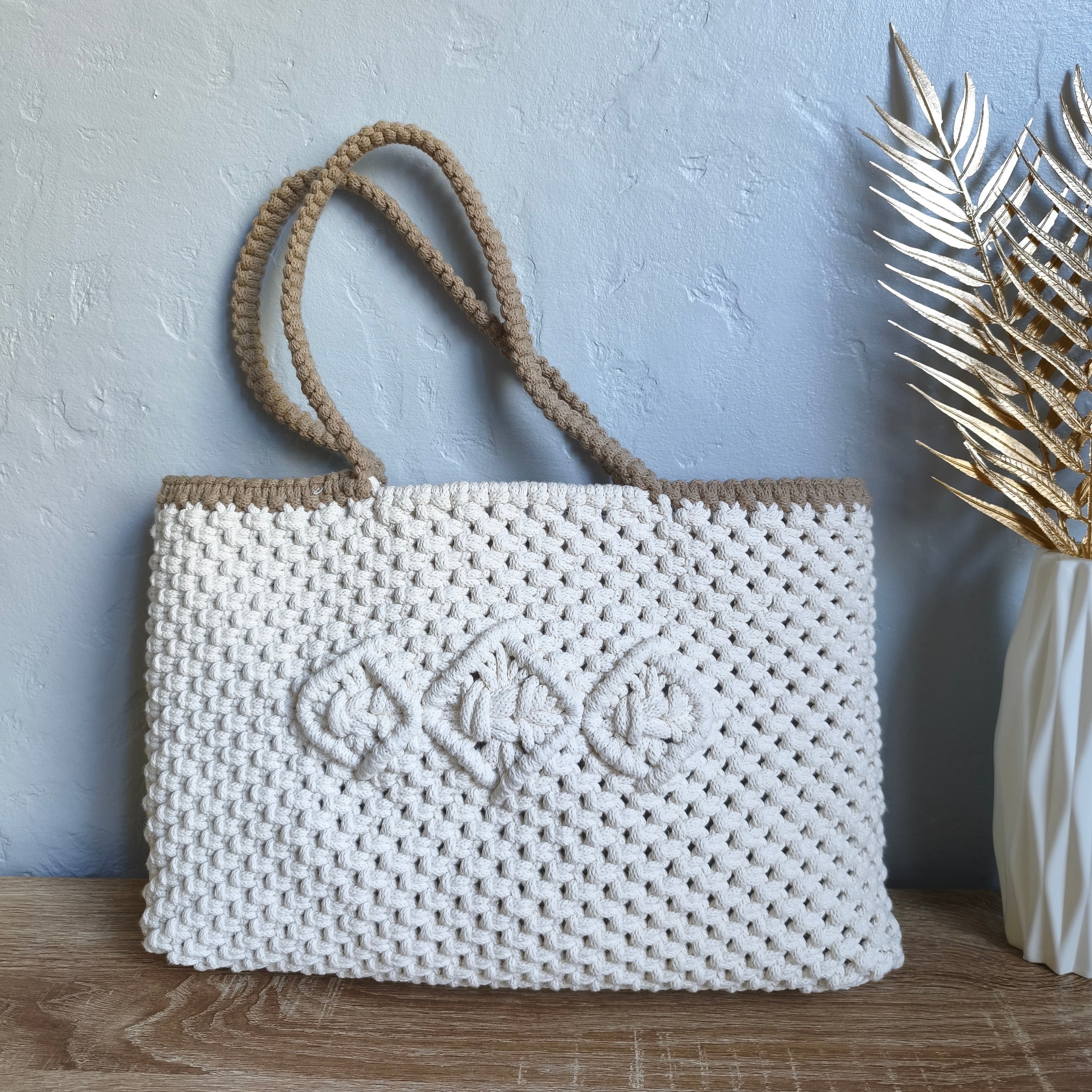 Sac caba en macramé modèle CALI couleurs personnalisables vue de dos